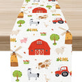 Farm Animals Table Runner, Rustic Farmhouse Cow Pig Rooster Watercolor Coffee by Unknown