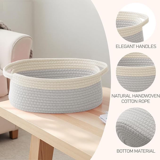 Woven Basket, Small Rope Storage Bin - Image 3