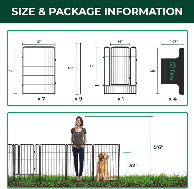 FXW Garden Fence Outdoor for The Yard – 40in x 18.2ft Heavy Duty Metal Animal - Image 2