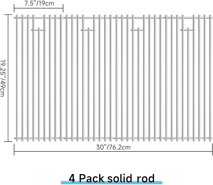 4Pack 7.5" x 19.25" Stainless Steel BBQ Grill Grates Replacement Parts - Image 2