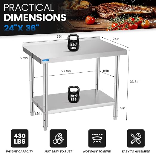 Stainless Steel Table for Prep & Work - Image 3