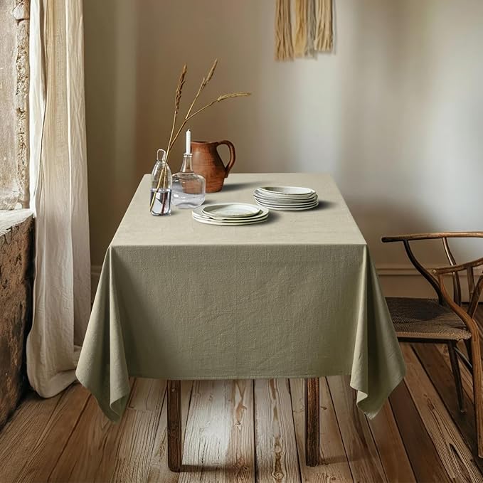 MIULEE Linen Cotton Blend Tablecloth Rectangle, Luxury Waterproof Stain - Image 4