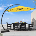 7 Piece Patio Dining Set with 11ft Patio Umbrella, 7 Black Outdoor HDPE Dining by Unknown
