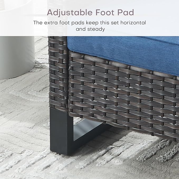 HUMMUH Outdoor Ottomans for Patio Set of 2 PE Wicker Outdoor Footstool - Image 4