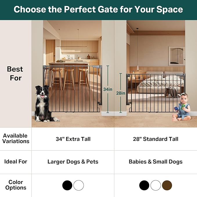 Cumbor 34" Extra Tall No Bottom Bar Baby Gate - Image 4