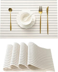 Leetaltree White with Black Stripes Placemats Set of 4 by Leetaltree-ArtatEveryTable