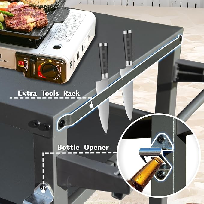 Domi 3-Tier Outdoor BBQ Grill Cart - Image 6