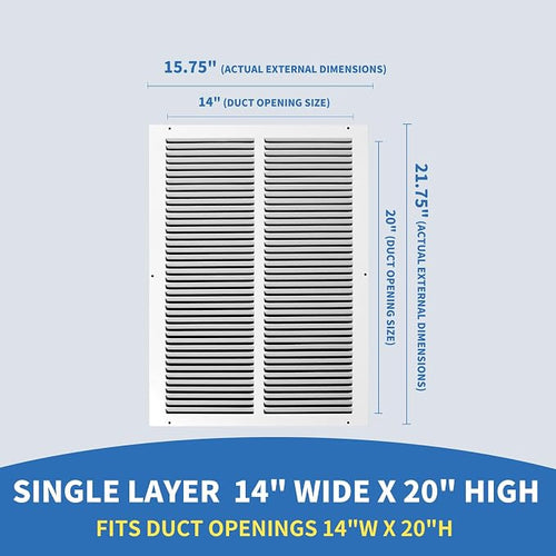 14x20 Return Air Grille, Air Return Vent Cover, Flat Return Air Grilles - Image 2