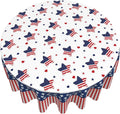 American Flag Round Tablecloth 4th of July American Flag 60 Inch Waterproof by Unknown