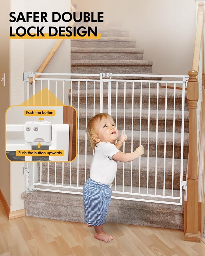 Baby Gate for Stairs Doorways & Kitchen, Extra Wide 32"-54" W x 39" H Extra Tall - Image 5