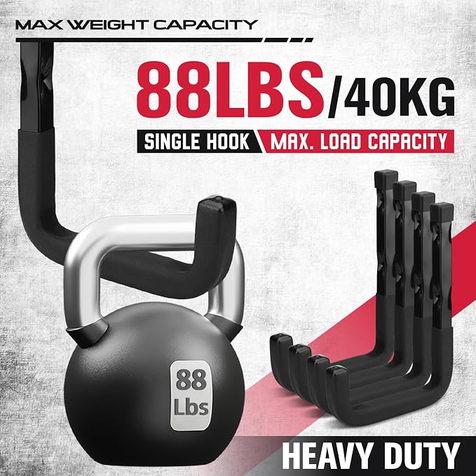 SEDY Heavy Duty Garage Storage Hook: 4-Piece 6" Wall Mount J Utility Hooks - Image 4