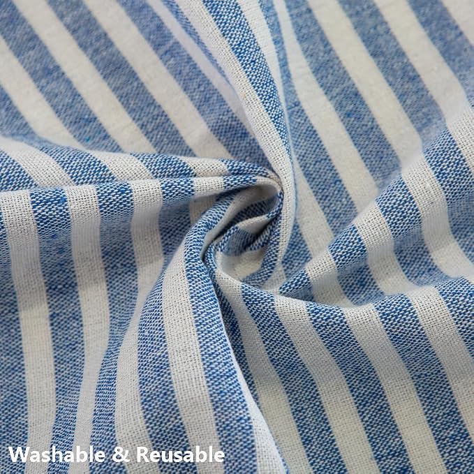 TruDelve Boho Cloth Tablecloth Blue and White Striped Rectangular Tablecloths - Image 6