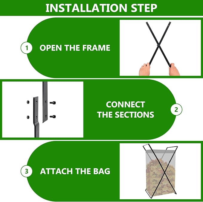 Leaf Bag Holder, Outdoor Foldable Trash Bag Holder Stand - Image 3