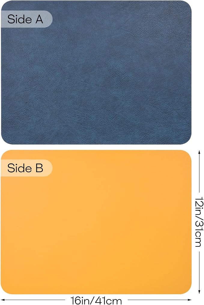 Faux Leather Placemats Set of 6 Table Mats Heat Resistant Reversible Place Mats - Image 2