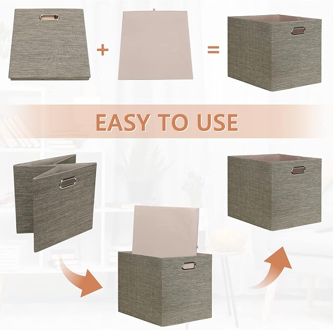 Posprica 13x15x13 Storage Cube Bins, Foldable Collapsible Storage Bins Boxes - Image 6
