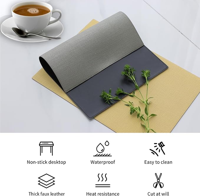 Faux Leather Placemats for Round Table, Waterproof Oil-Proof Wipeable - Image 7