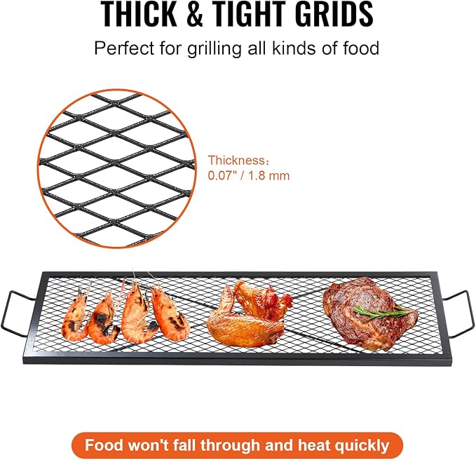 VEVOR X-Marks Fire Pit Grill Grate, Rectangle Cooking Grate, Heavy Duty Steel - Image 4