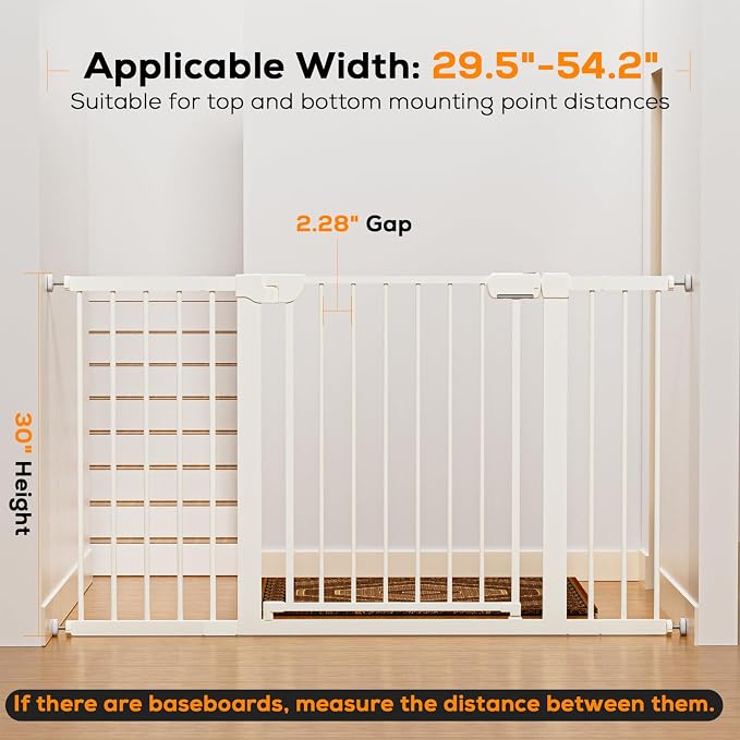 29.5-54.2" Baby Gate for Stairs, Baby Safety Essentials, Auto Close Gate for - Image 6