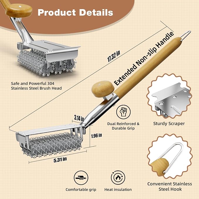 HOUSE AGAIN Grill Brush and Scraper Bristle Free - Image 2