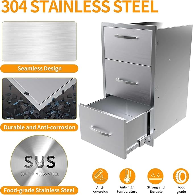 Pull Out Trash Drawer, Lower Sliding Rails Stainless Steel Roll Out Trash Bin - Image 4
