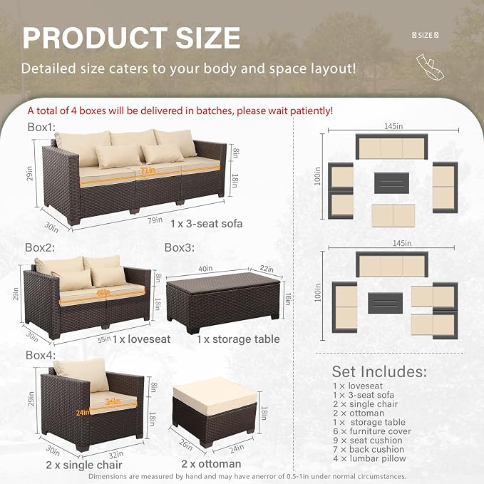 7 PCS Patio Furniture Set Outdoor Patio Furniture - Image 6
