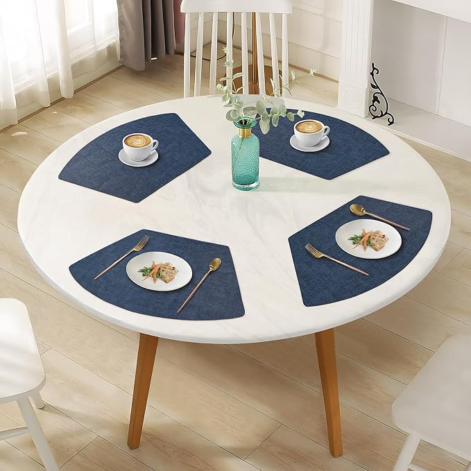 Round Table Placemats Set of 4, Faux Leather Wedge Shape Place Mats Heat - Image 7