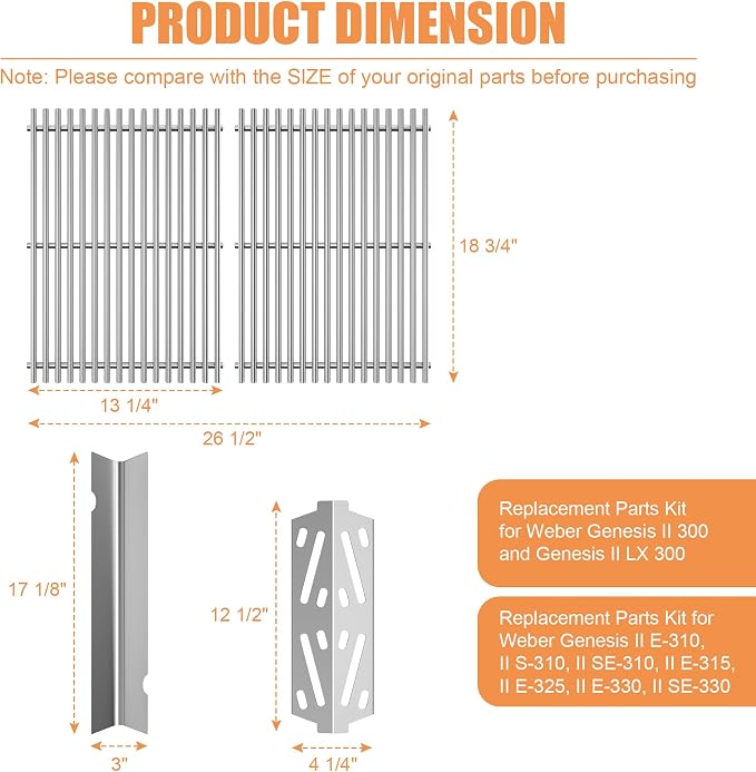Grill Replacement Parts for Weber Genesis II 300, Genesis II LX 300, Genesis II - Image 3