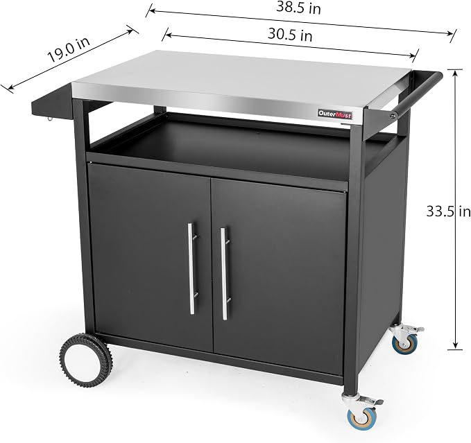 Grill Table Outdoor Kitchen Cabinet, Moveable Outdoor Prep Table & Bar - Image 8