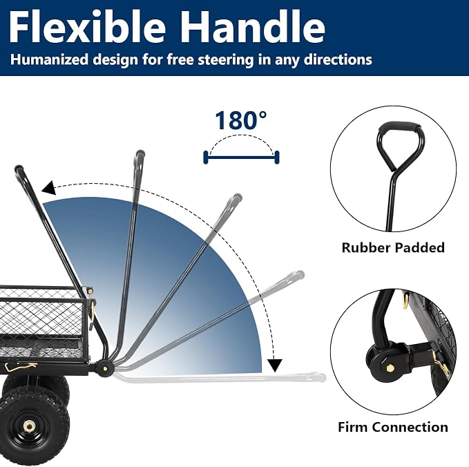 BILT HARD 10" Flat Free Tires Heavy Duty Garden Cart - Image 4