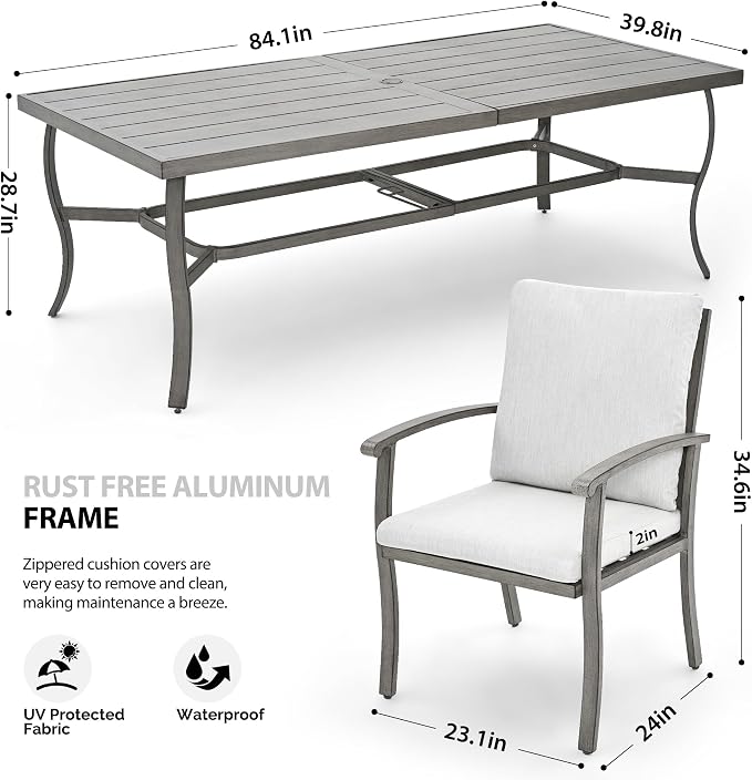 HAPPATIO Aluminum 9 Piece Patio Dining Set - Image 4
