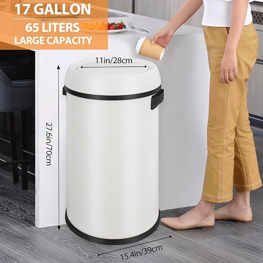 GarveeHome 17 gal/65 L Swing Top Trash Can, Stainless Steel Rubbish Bin - Image 5