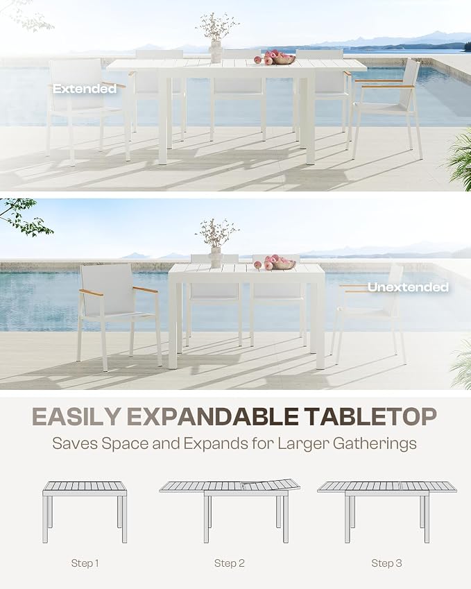 Expandable Outdoor Patio Dining Table Set - Image 2