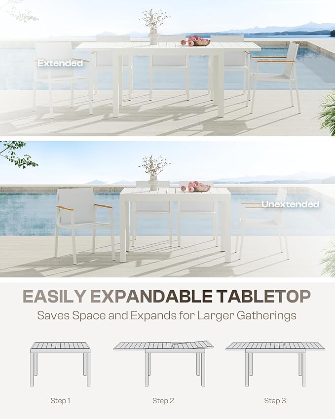 Expandable Outdoor Patio Dining Table Set - Image 2