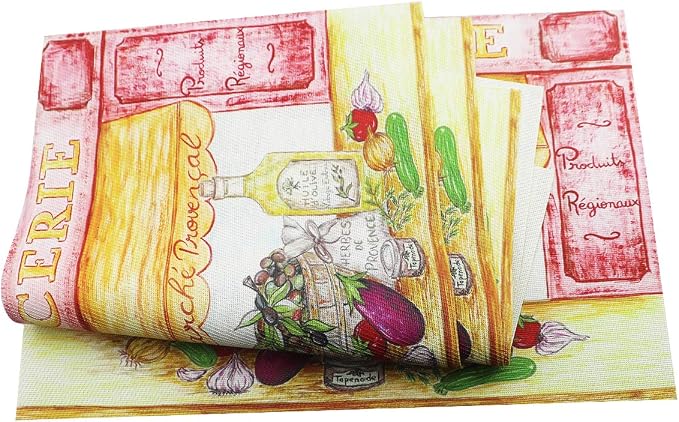 Gugrida Placemats Set of 6 Plaid Checkered Colorful Landscape PVC Placemat - Image 6