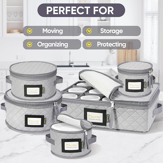BALEINE China Storage Containers, Sturdy Quilted Wine Glass Storage, Plate - Image 7