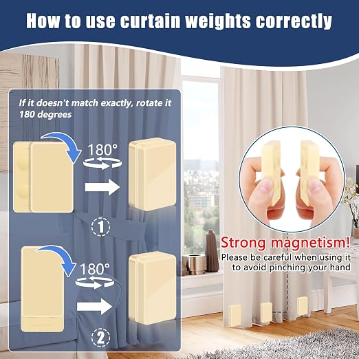 32 Pcs Outdoor Curtain Weights, 16 Pairs Upgrade to Heavier Magnetic Drapery - Image 6