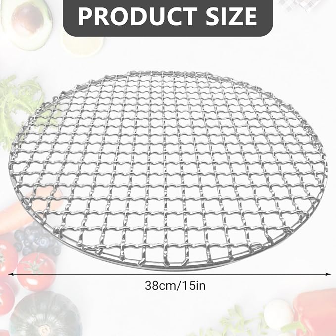 15" Round Stainless Steel Grill Grate, Heat-Resistant Replacement Baking Tray - Image 5