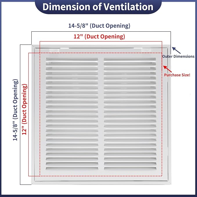 12"W x 12"H Steel Return Air Filter Grille - Image 2