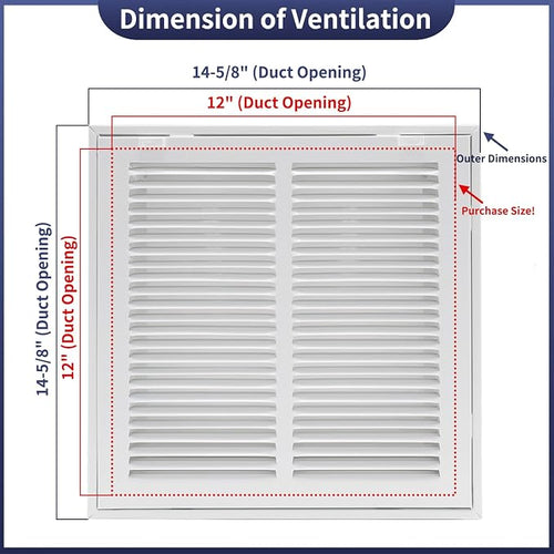 12"W x 12"H Steel Return Air Filter Grille - Image 2