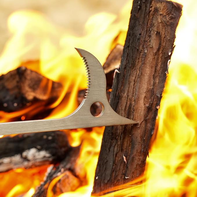 Stainless Steel Fire Tongs, 32-Inch Log Grabber for Fire Pit or Fireplace