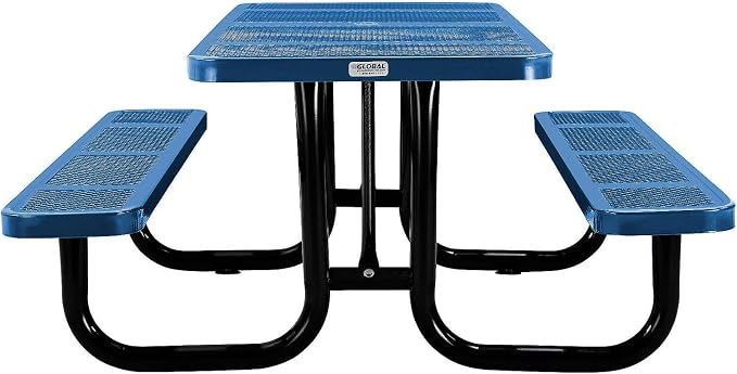 Global Industrial 72" Rectangular Picnic Table, Perforated Metal, Thermoplastic - Image 4