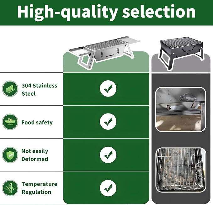 Stainless Steel Grill for Home Indoor Outdoor Camping Charcoal Convenient - Image 7