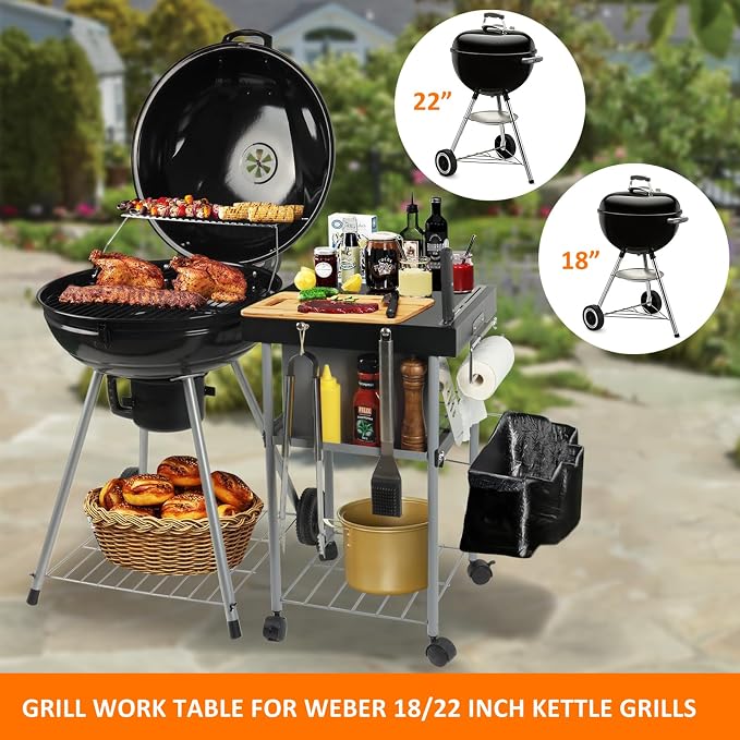 Grill Cart Table Accessories Outdoor Grilling Side Tables - Image 2