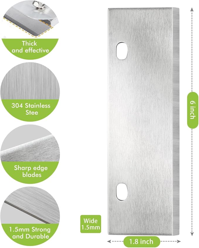 6" Stainless Steel Griddle Scraper Blades 6 Pack, Razor Sharp Grill Scraper - Image 2