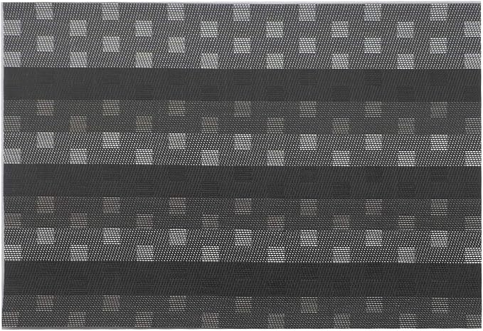 Gugrida Black Placemats 6pcs Placemats Stain PVC Table Mats Woven Vinyl - Image 3