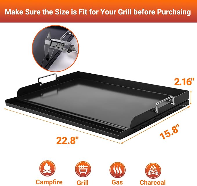 Skyflame 23"x16" Universal Grill Flat Top Griddle, Ceramic Coating Nonstick BBQ - Image 2
