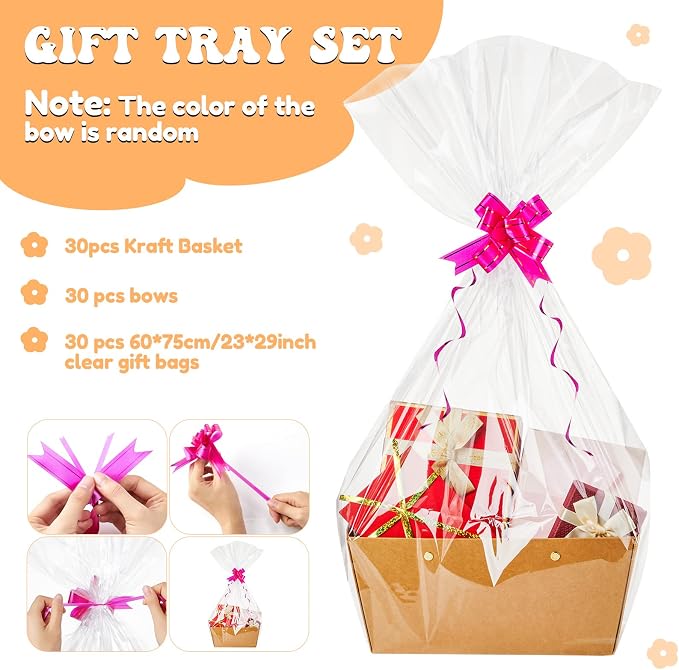 Tuanse 30 Pcs Basket for Gift Empty DIY Bulk Gift Basket Kit - Image 4