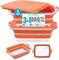 BIRDROCK HOME 2-pack Collapsible BBQ Prep Tub w/Cutting Board, Portable by BIRDROCKHOME
