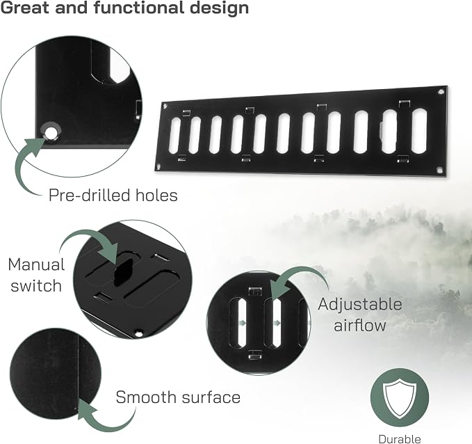 Vent Systems 16'' x 4'' Inch Black Metal Air Vent Cover - Image 4