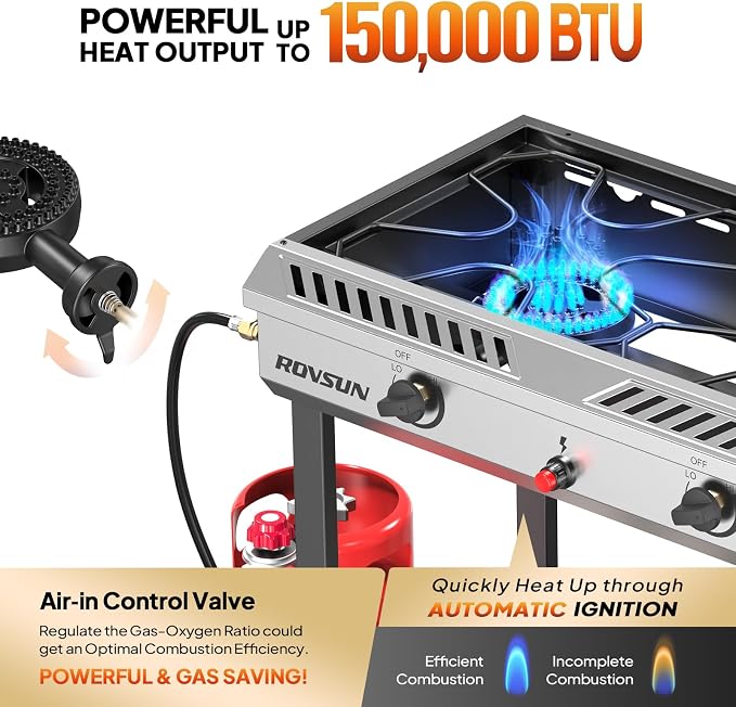ROVSUN 2 Burner Outdoor Propane Gas Stove - Image 2